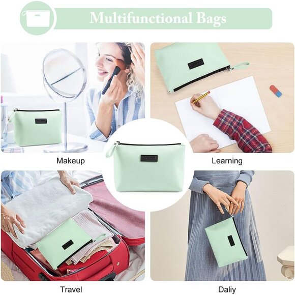 Cosmetic Bags for Women Small Makeup Bag for Purse Pu Leather Makeup Pouch Trave - Picture 7 of 8